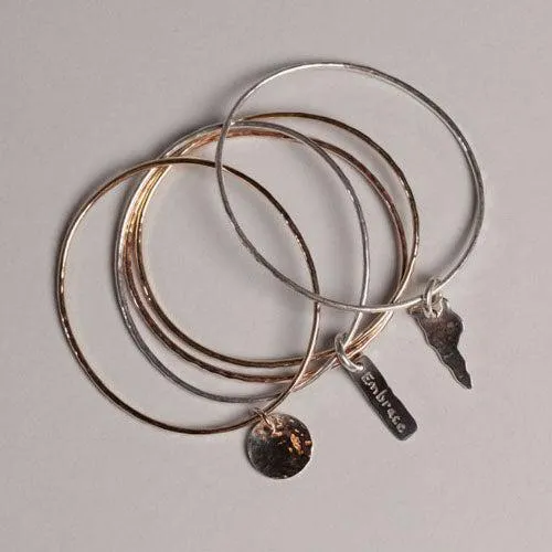 Triple Bangle Bracelet with Charm