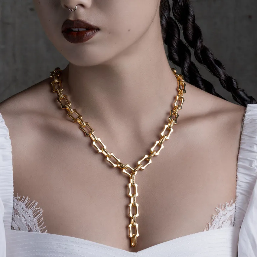 VANQUISH. Chunky Lariat Chain - Gold