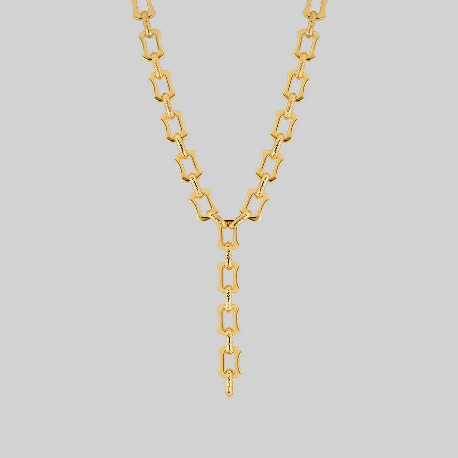 VANQUISH. Chunky Lariat Chain - Gold