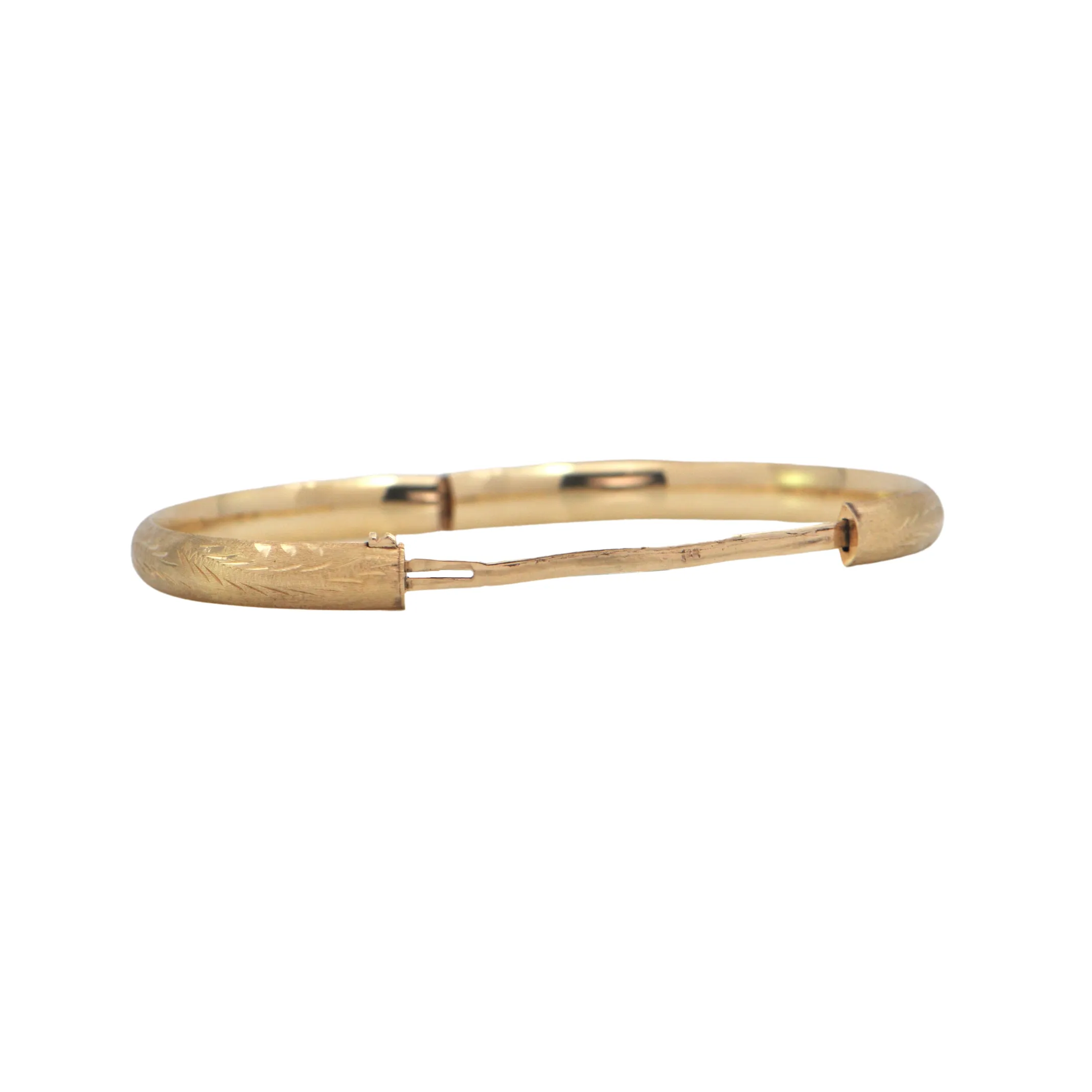 Vintage 14K Gold Hinged Oval Bangle Bracelet