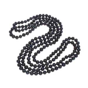 Womens Pearl Rope Endless 8-9mm Black Pearl Necklace, available 120cm and 160cm