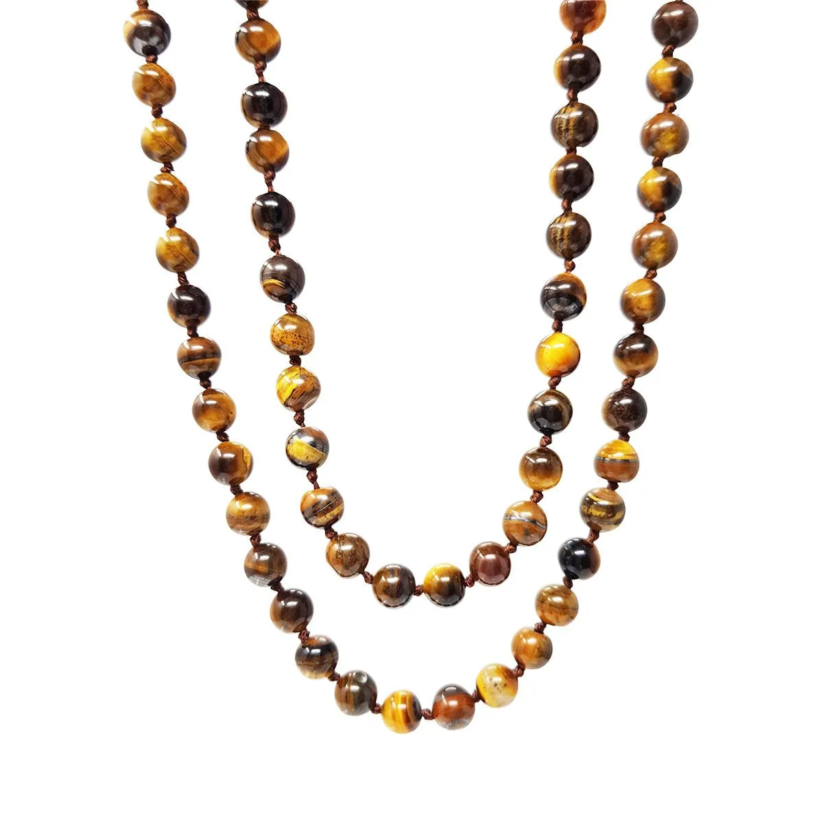 Women’s Tiger’s Eye Gemstone Necklace 120cm Rope Beaded Necklace