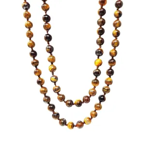 Women’s Tiger’s Eye Gemstone Necklace 120cm Rope Beaded Necklace