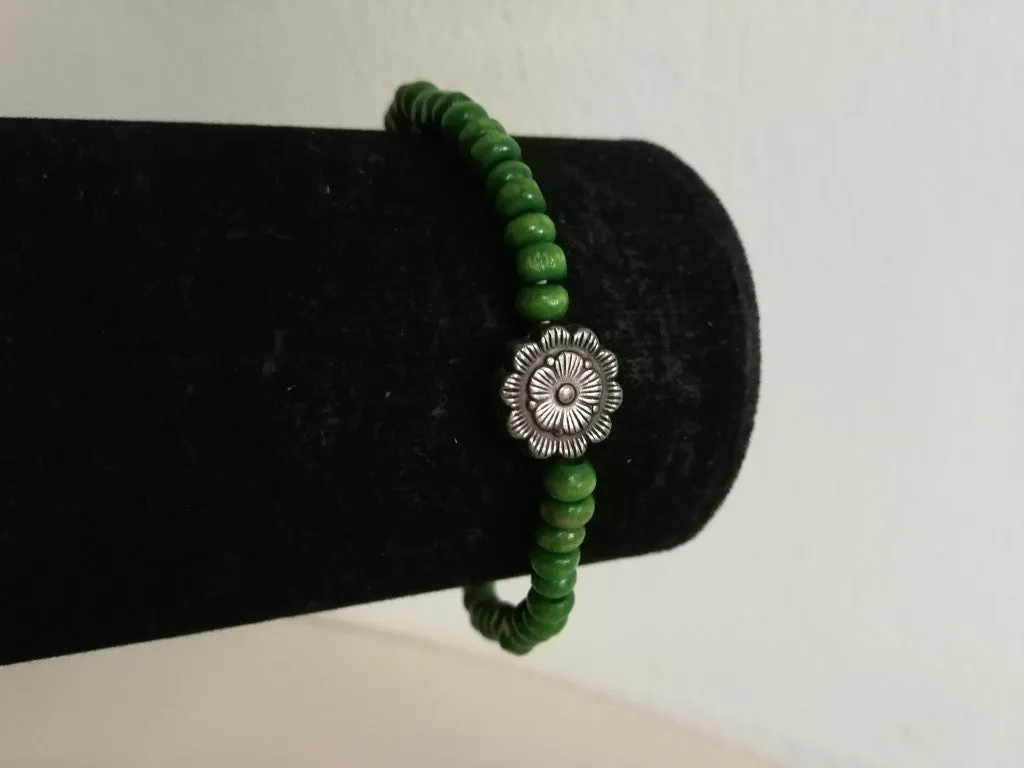 Wooden Beaded Bracelet  (Green)